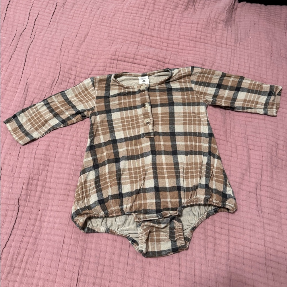 Kate Quinn Brown and Cream Plaid Bodysuit